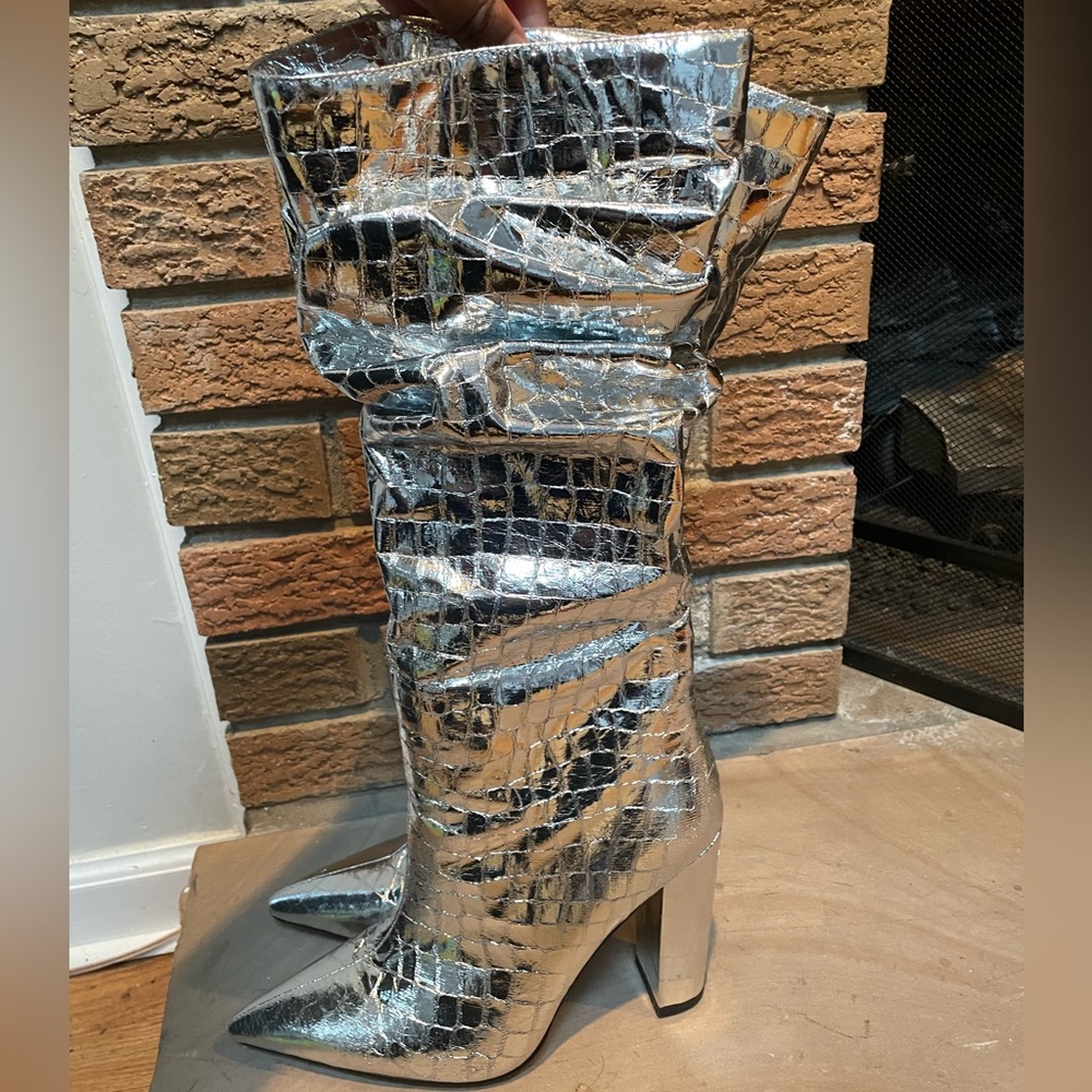 Metallic Knee-High Boots